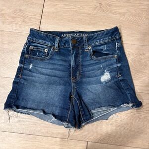 American Eagle Outfitters Blue Denim Jean Shorts with Distressed Details Size 4